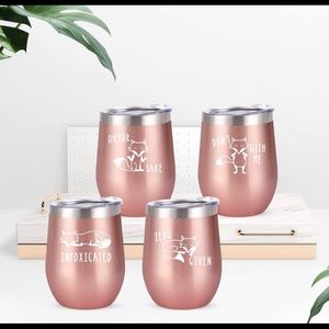 Rose Gold Stainless Steel Wine Tumblers Set